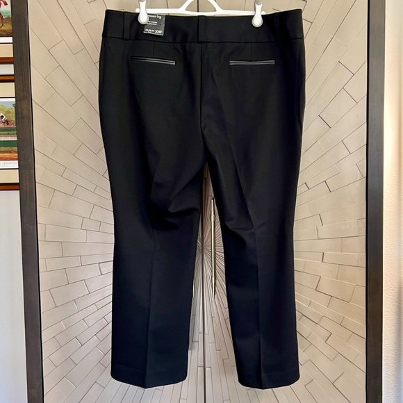 NWT PLUS PETITE Alfani Trouser Leg Black Faux Leather Trim Pants 20 SHORT NEW - Picture 3 of 12
